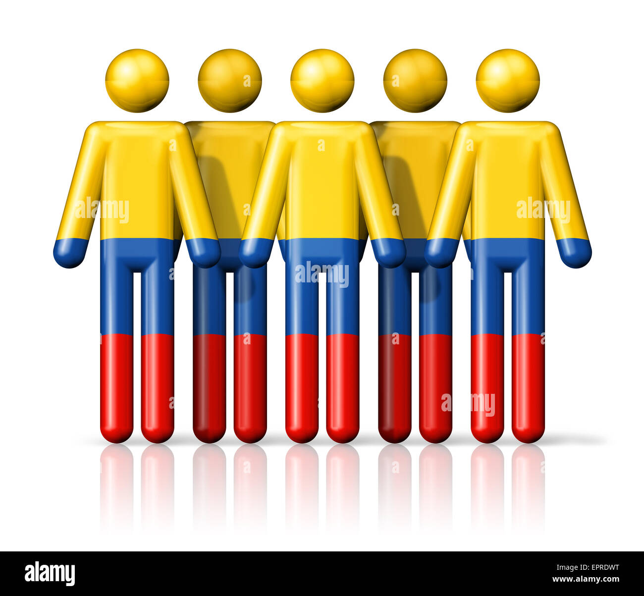Flag of Colombia on stick figure - national and social community symbol 3D icon Stock Photo