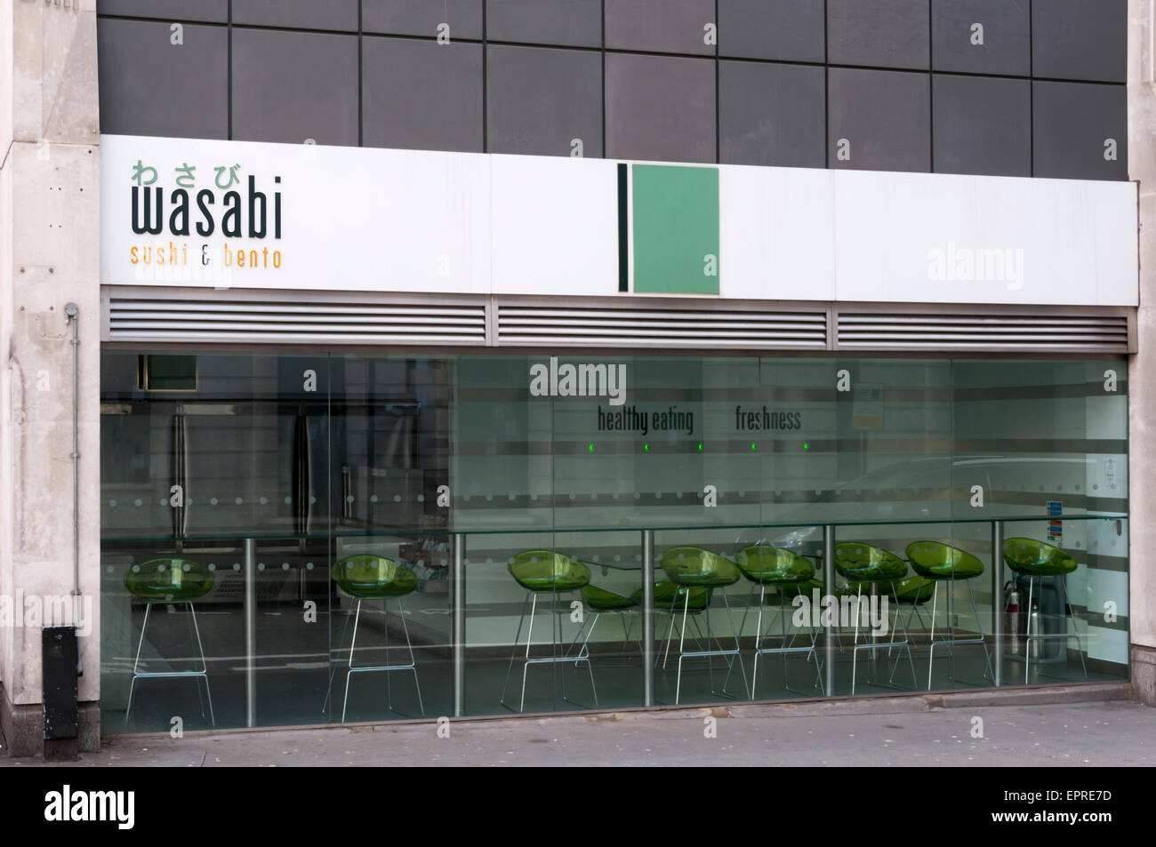 Branch of Wasabi Sushi and Bento restaurant in Fleet Street, London. Stock Photo