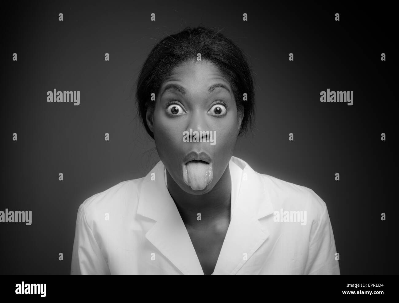 Model isolated sticking tongue out Stock Photo Alamy