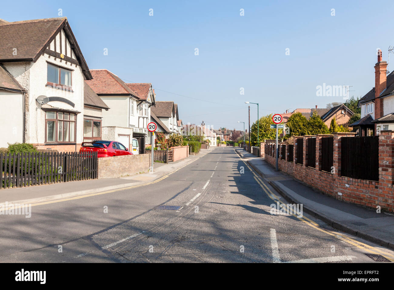 Residential street, Wilford village in the city of Nottingham, England, UK Stock Photo