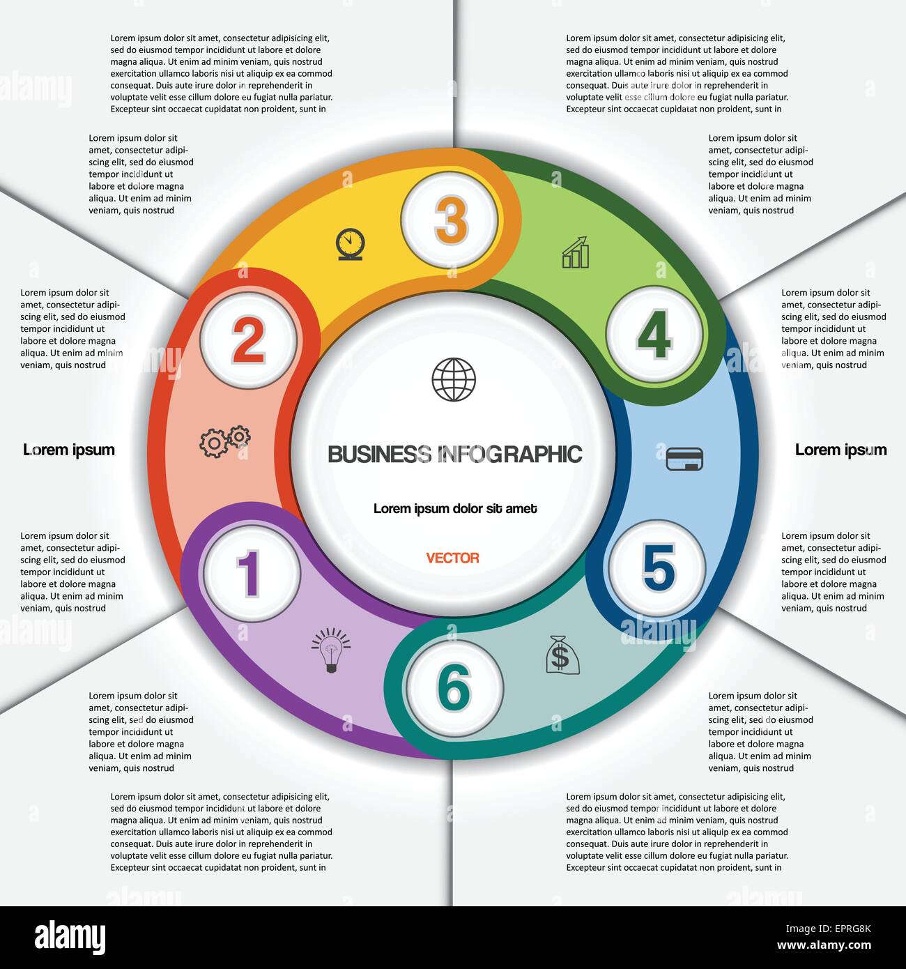 Infographic for success business project, multi-coloured ring numbered ...