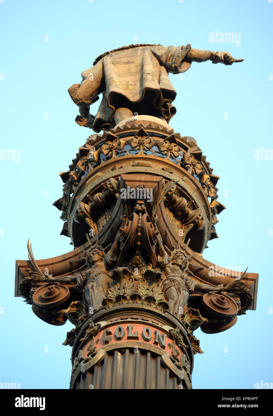 Columbus column on the Barcelona habour with high details Stock Photo ...