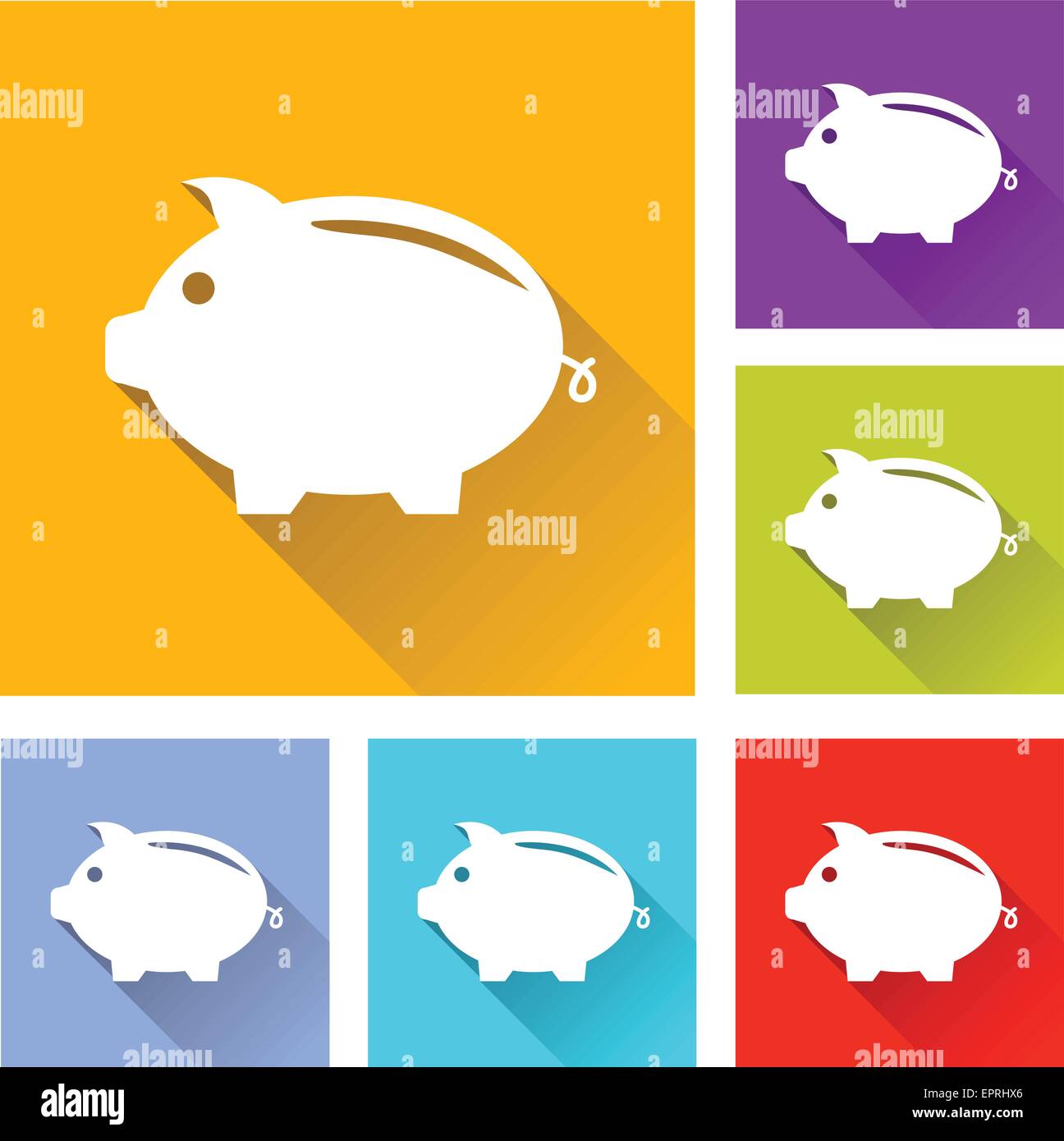 illustration of flat design set icons for piggy bank Stock Vector Image ...