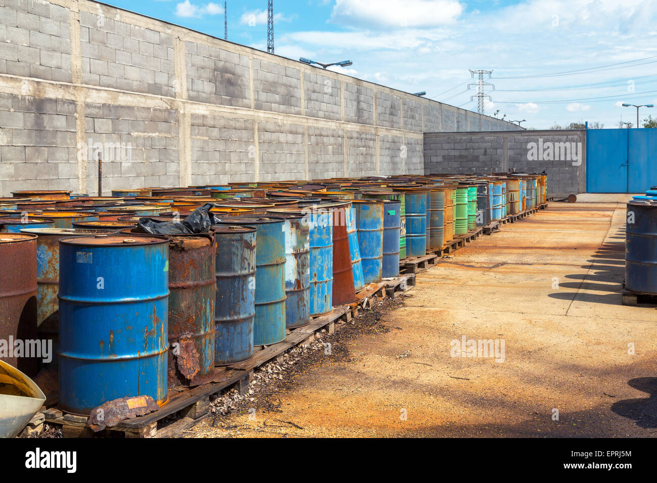 Several barrels of toxic Stock Photo