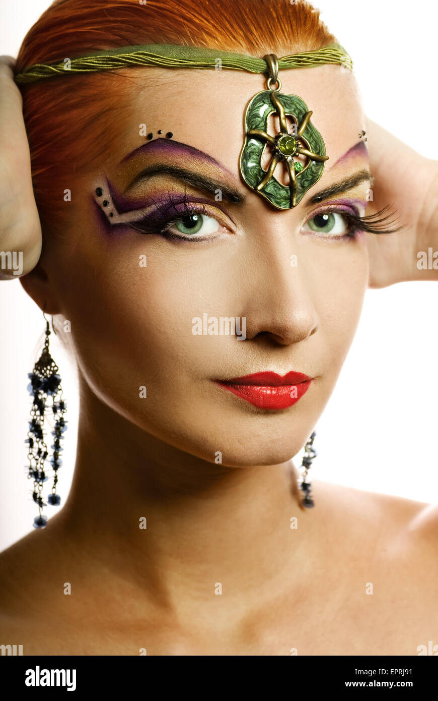 Beautiful irish girl with creative make-up Stock Photo