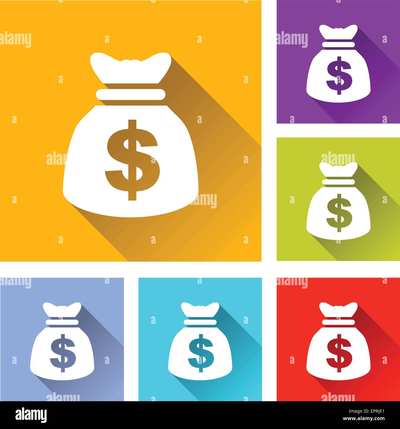 illustration of flat design set icons for dollar bag Stock Vector