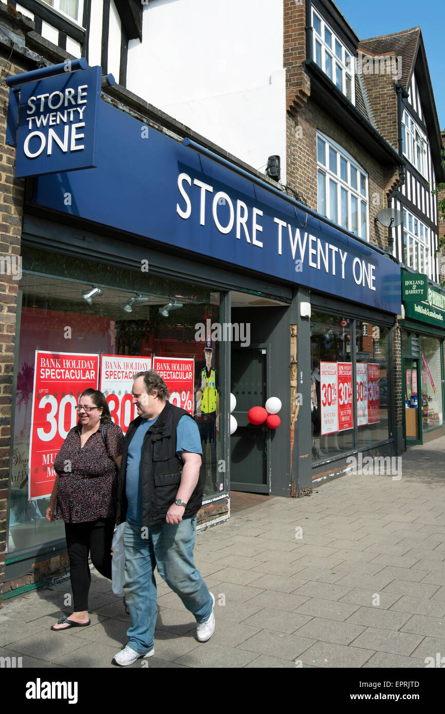 exterior of a branch of store twenty one, in new malden, surrey