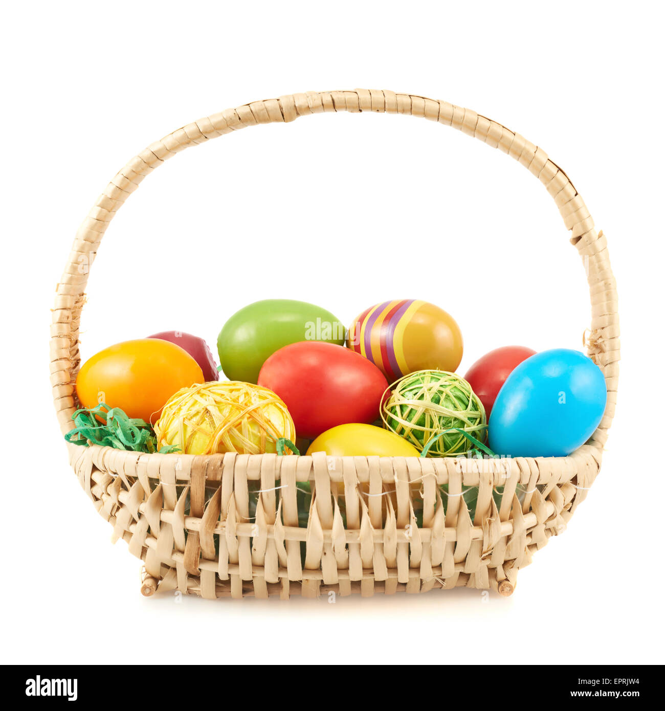 Basket full of Easter eggs Stock Photo Alamy