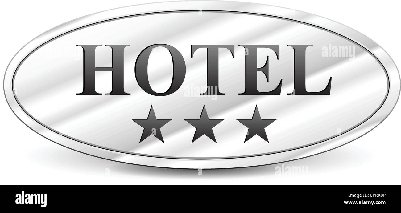 illustration of hotel three stars metal sign Stock Vector