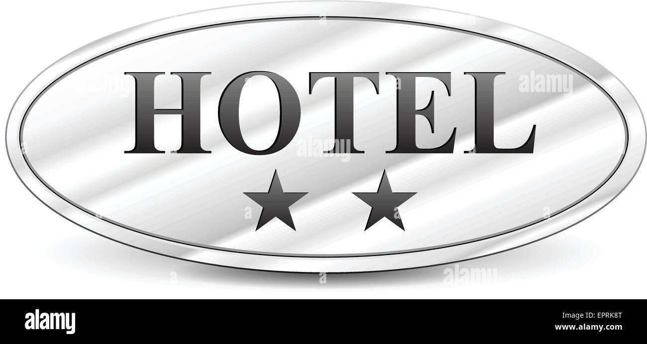 illustration of hotel two stars metal sign Stock Vector
