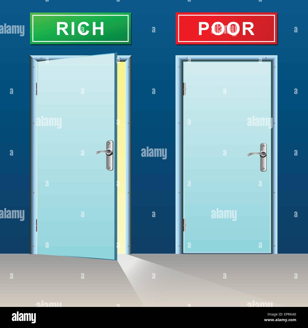 illustration of rich and poor doors concept Stock Vector