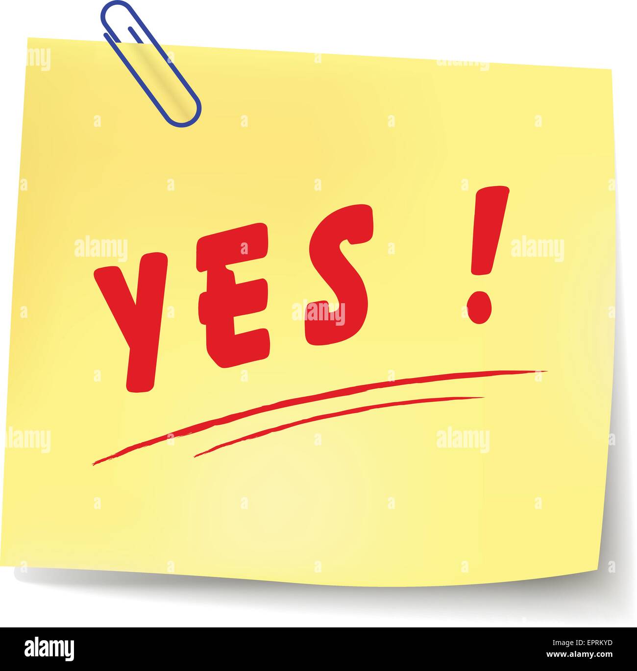 illustration of yes note on white background Stock Vector