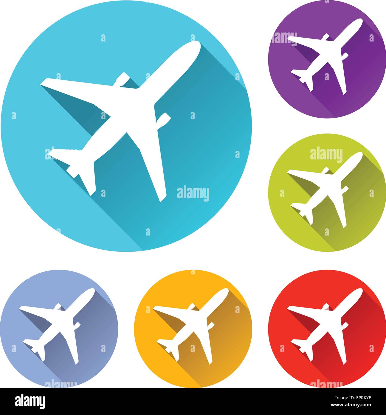 vector illustration of six colorful airplane icons Stock Vector