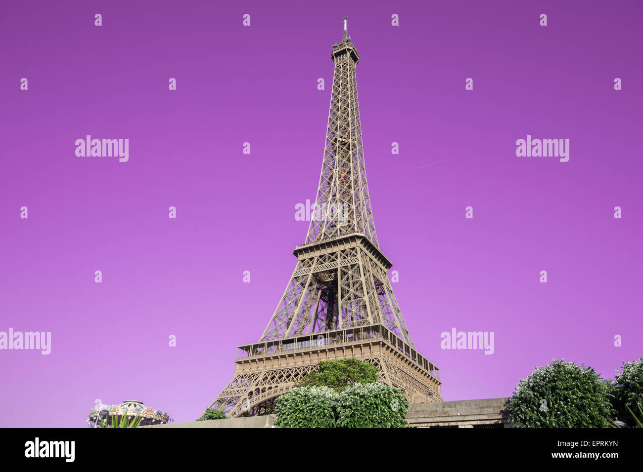 The Eiffel Tower over pink sky in Paris, France Stock Photo Alamy