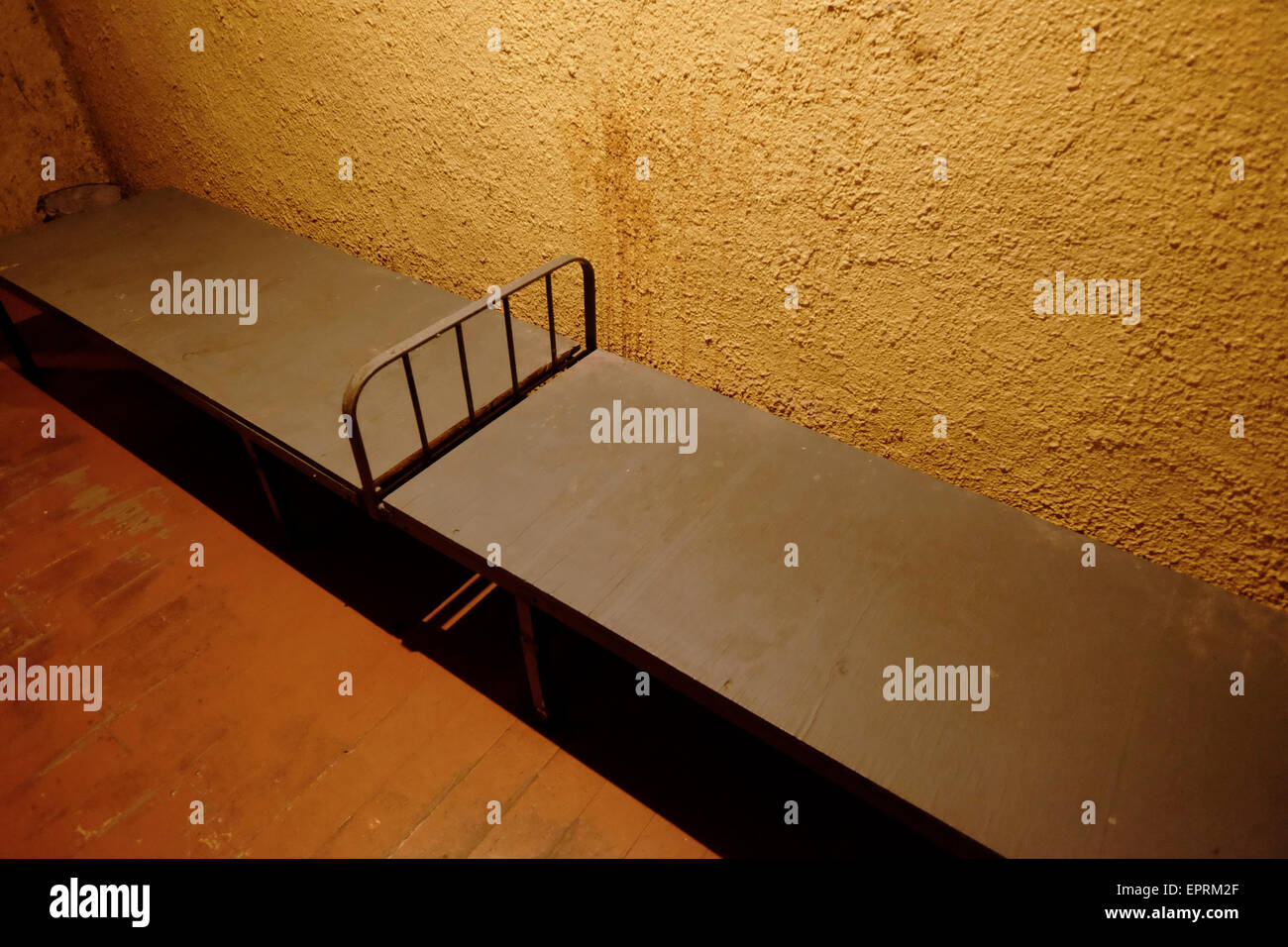 Prisoner beds inside a jail at the former KGB, or ‘Cheka’ headquarters
