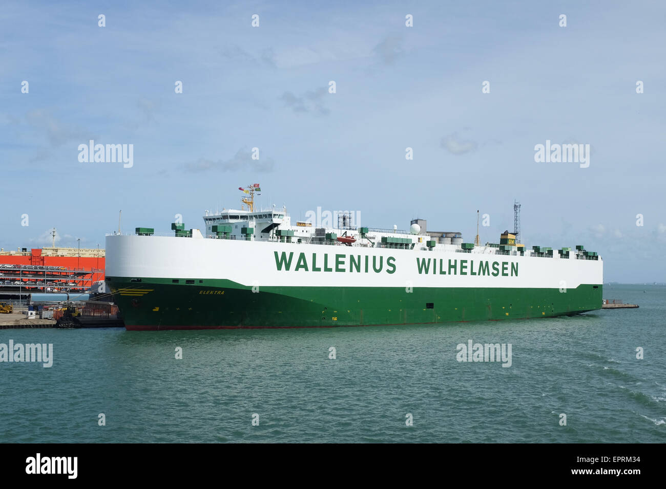 A ship operated by Wallenius Wilhelmsen Logistics, docked in Southampton, England. Stock Photo