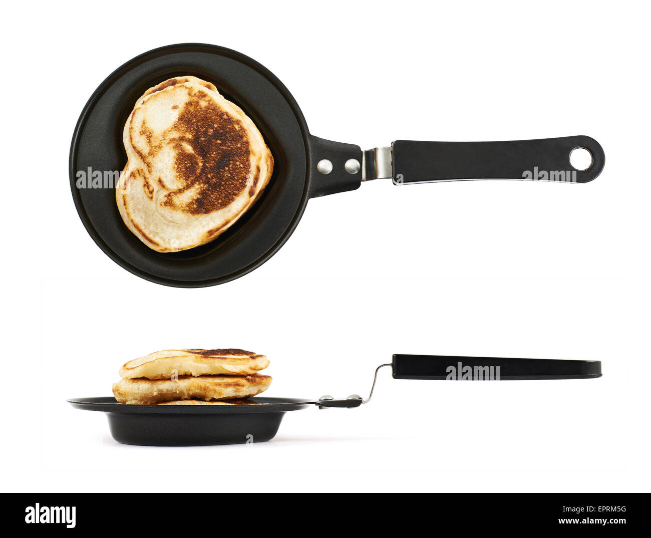 Heart shaped flapjack pancake in a pan Stock Photo Alamy