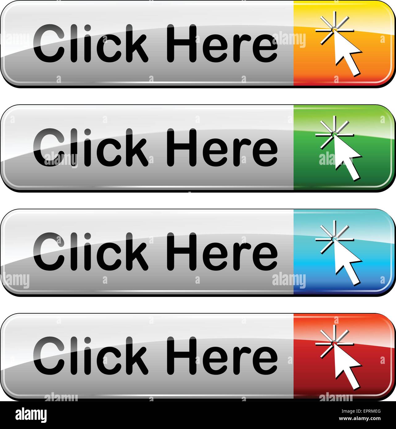 illustration of four web buttons for click here Stock Vector