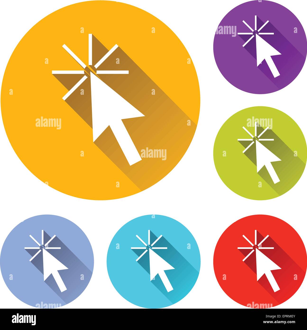 vector illustration of six colorful cursor icons Stock Vector