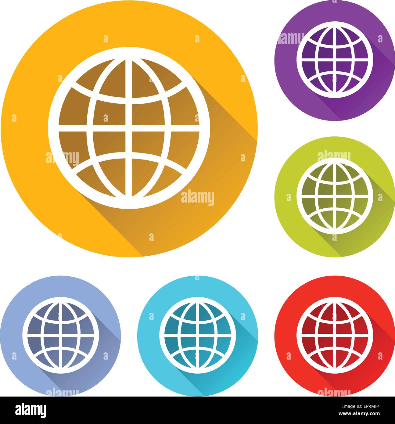 vector illustration of six colorful earth icons Stock Vector