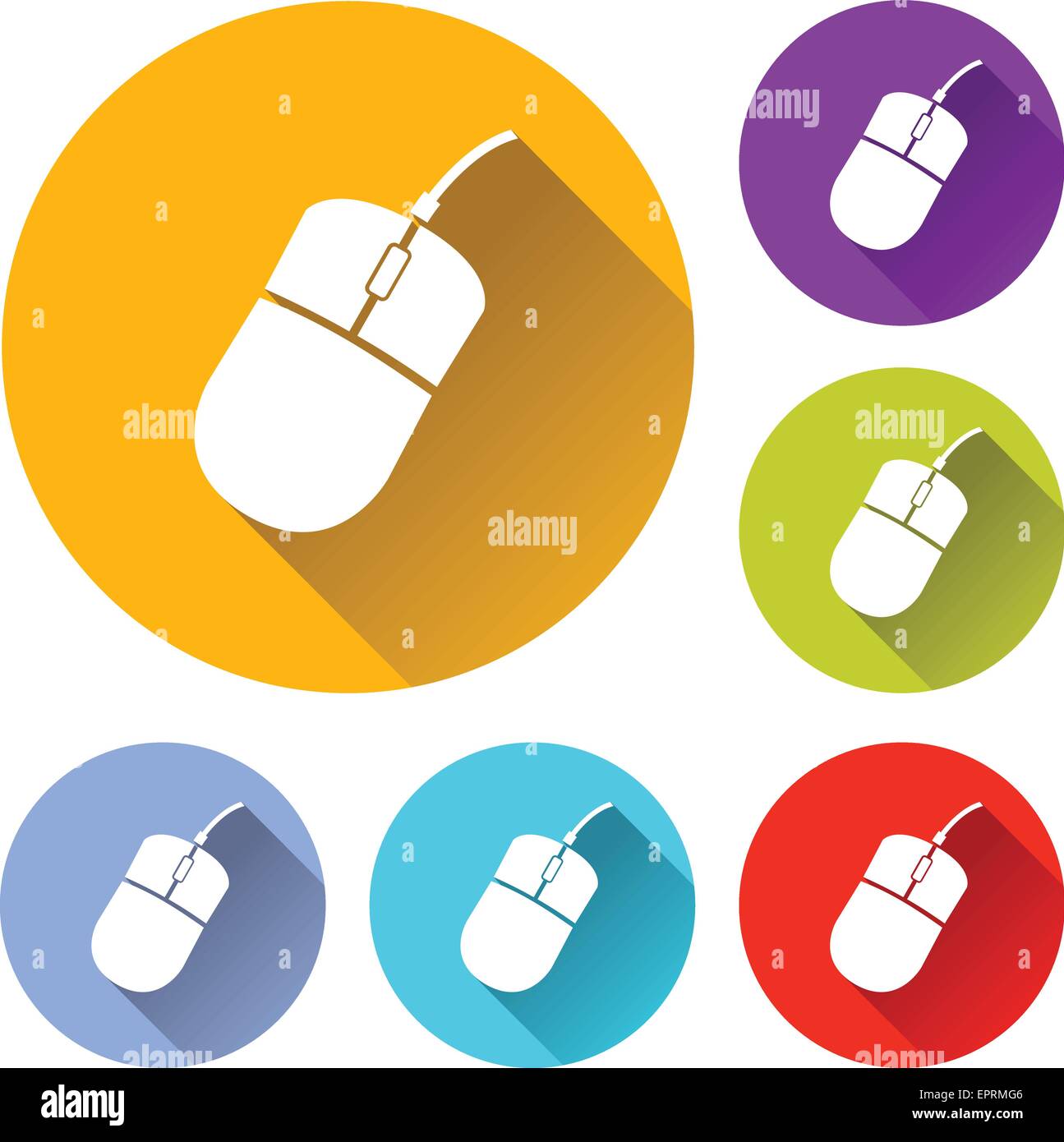 vector illustration of six colorful computer mouse icons Stock Vector