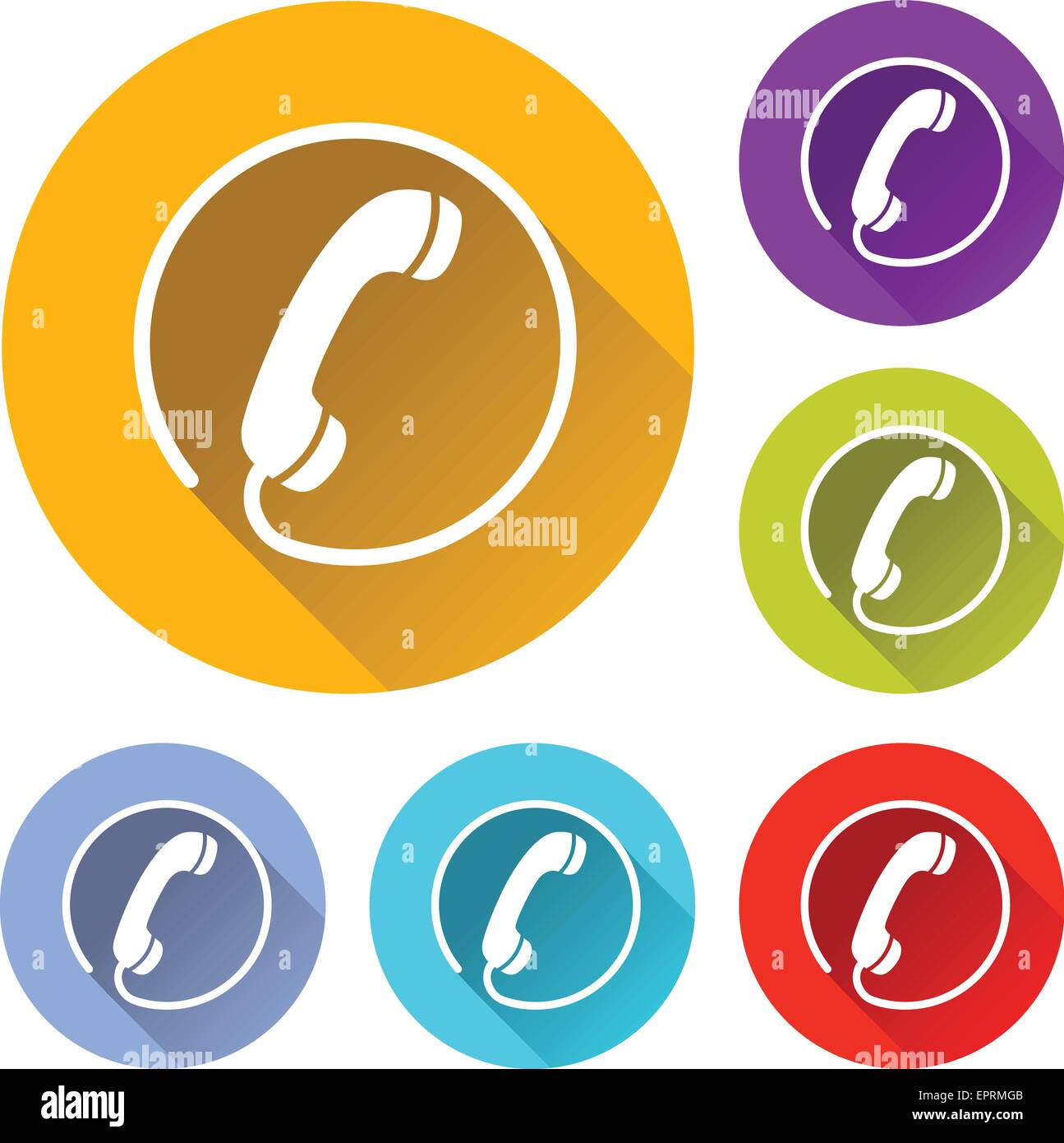 vector illustration of six colorful phone icons Stock Vector