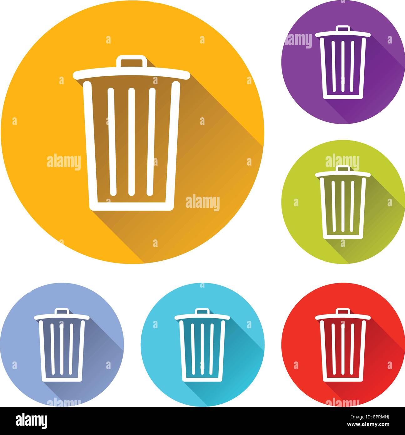 vector illustration of six colorful delete icons Stock Vector