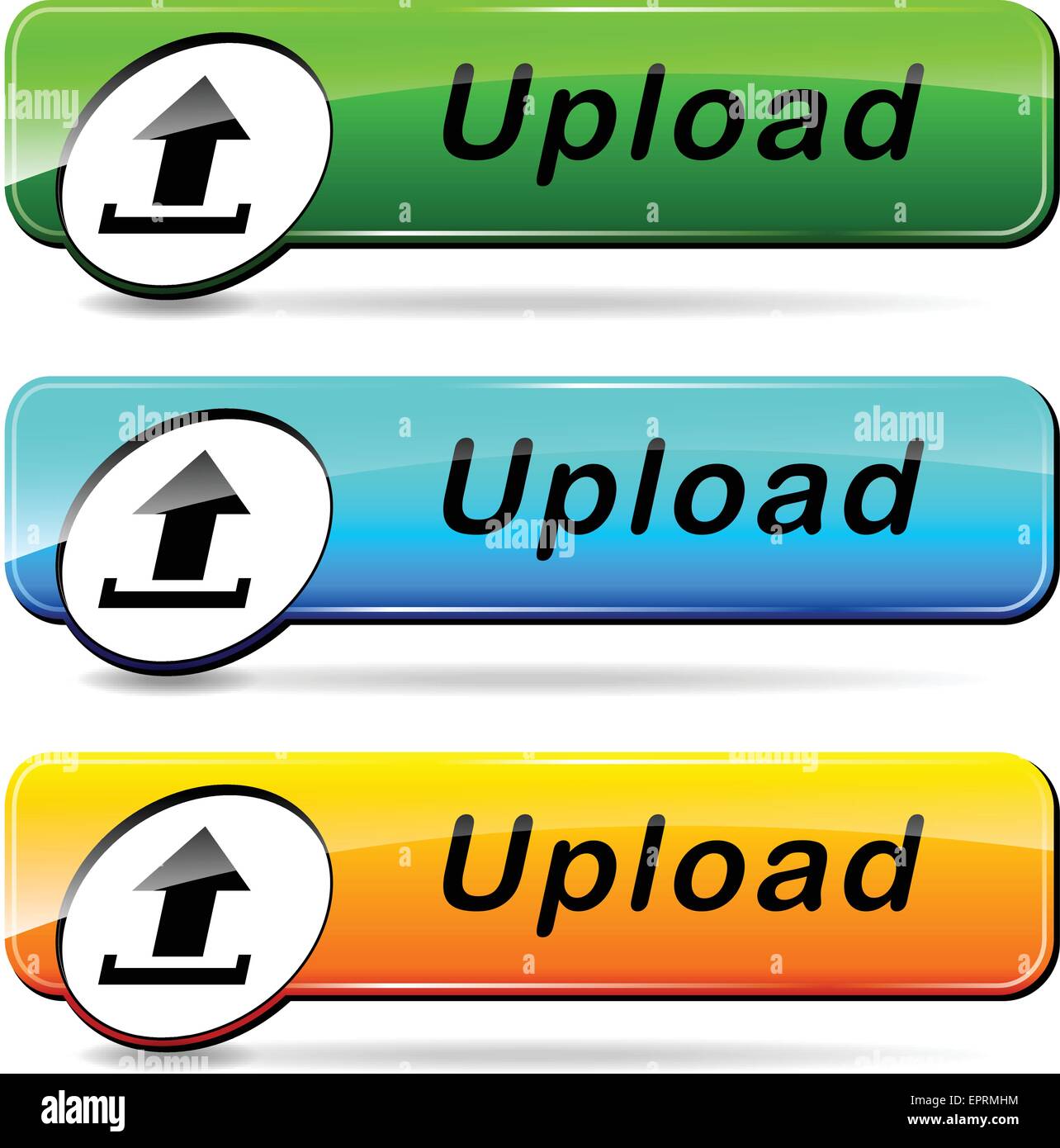 illustration of three web buttons for upload Stock Vector