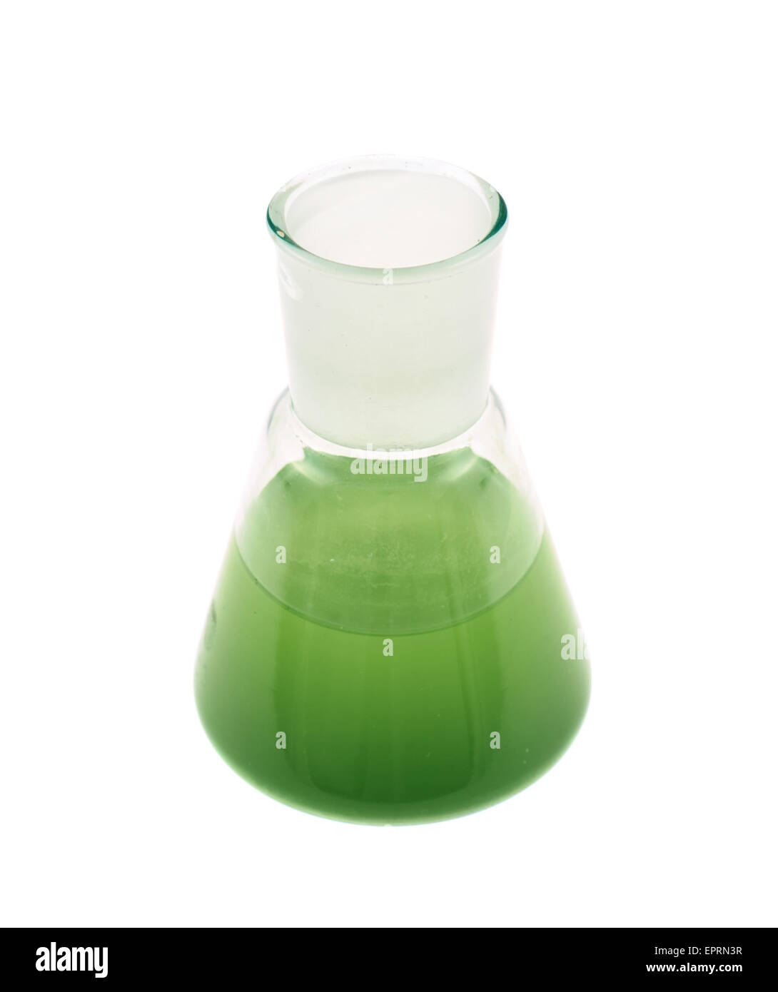 Erlenmeyer flask filled with liquid Stock Photo