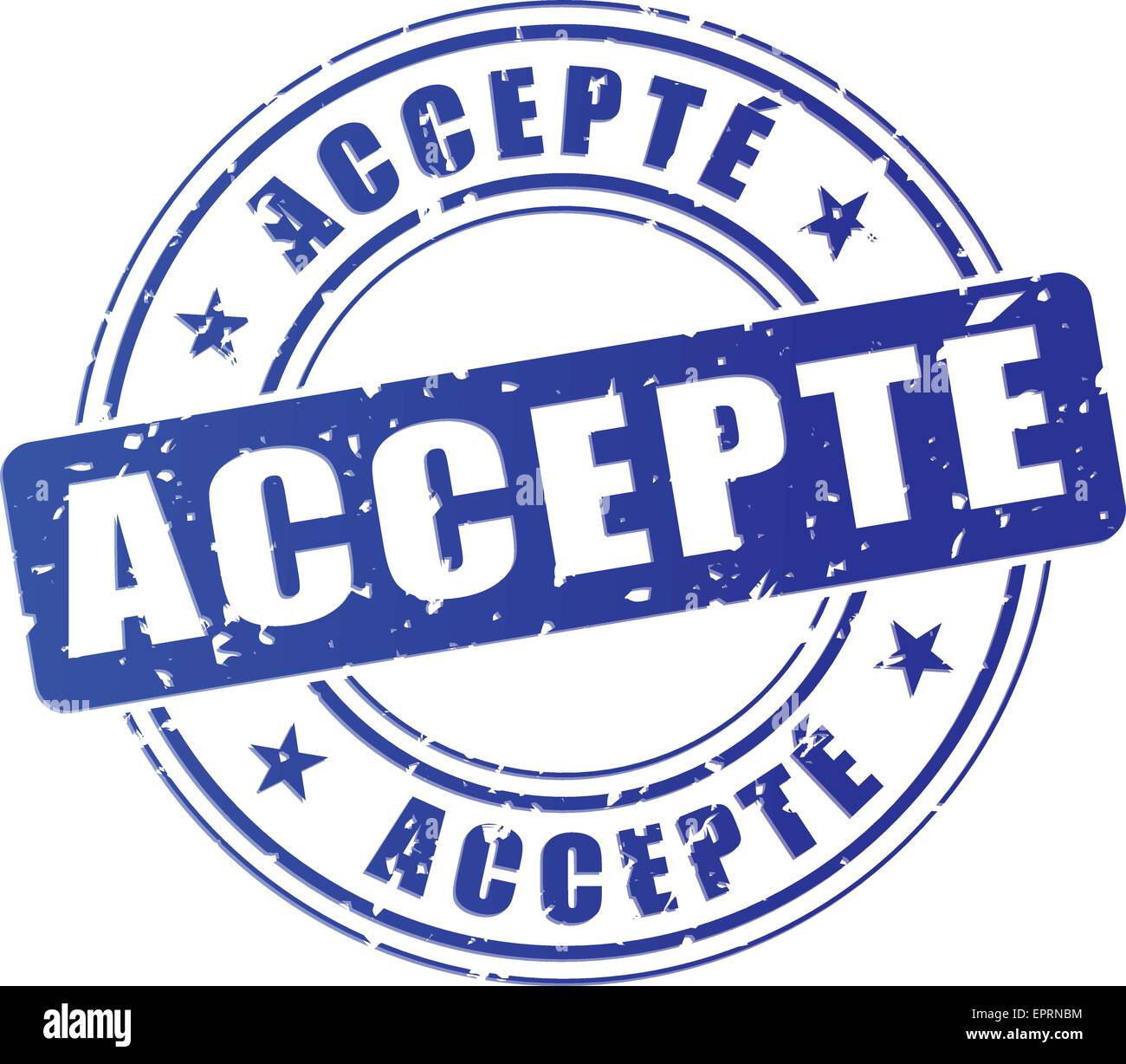 illustration of accepted blue stamp (french translation Stock Vector