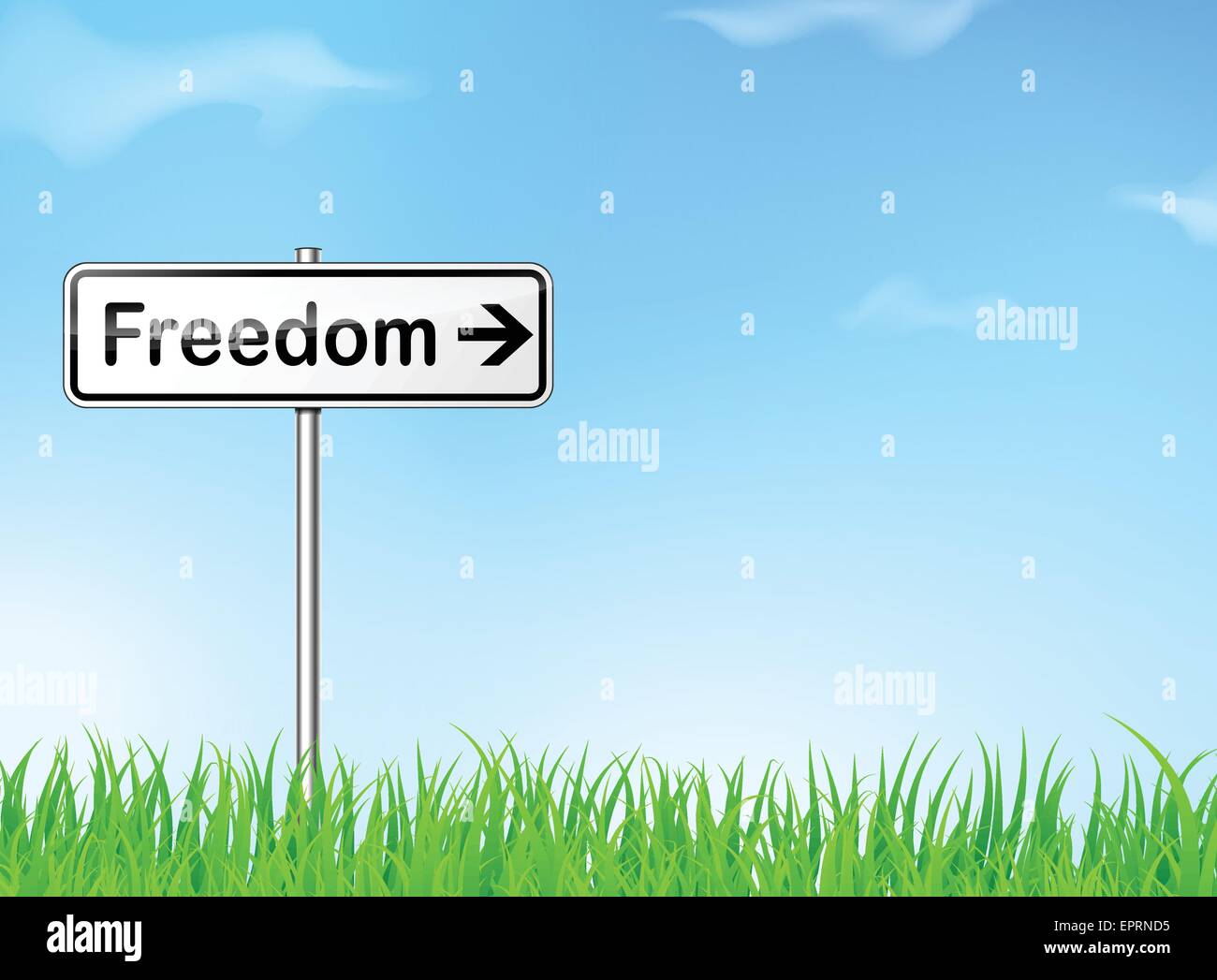 illustration of freedom direction sign on nature background Stock Vector