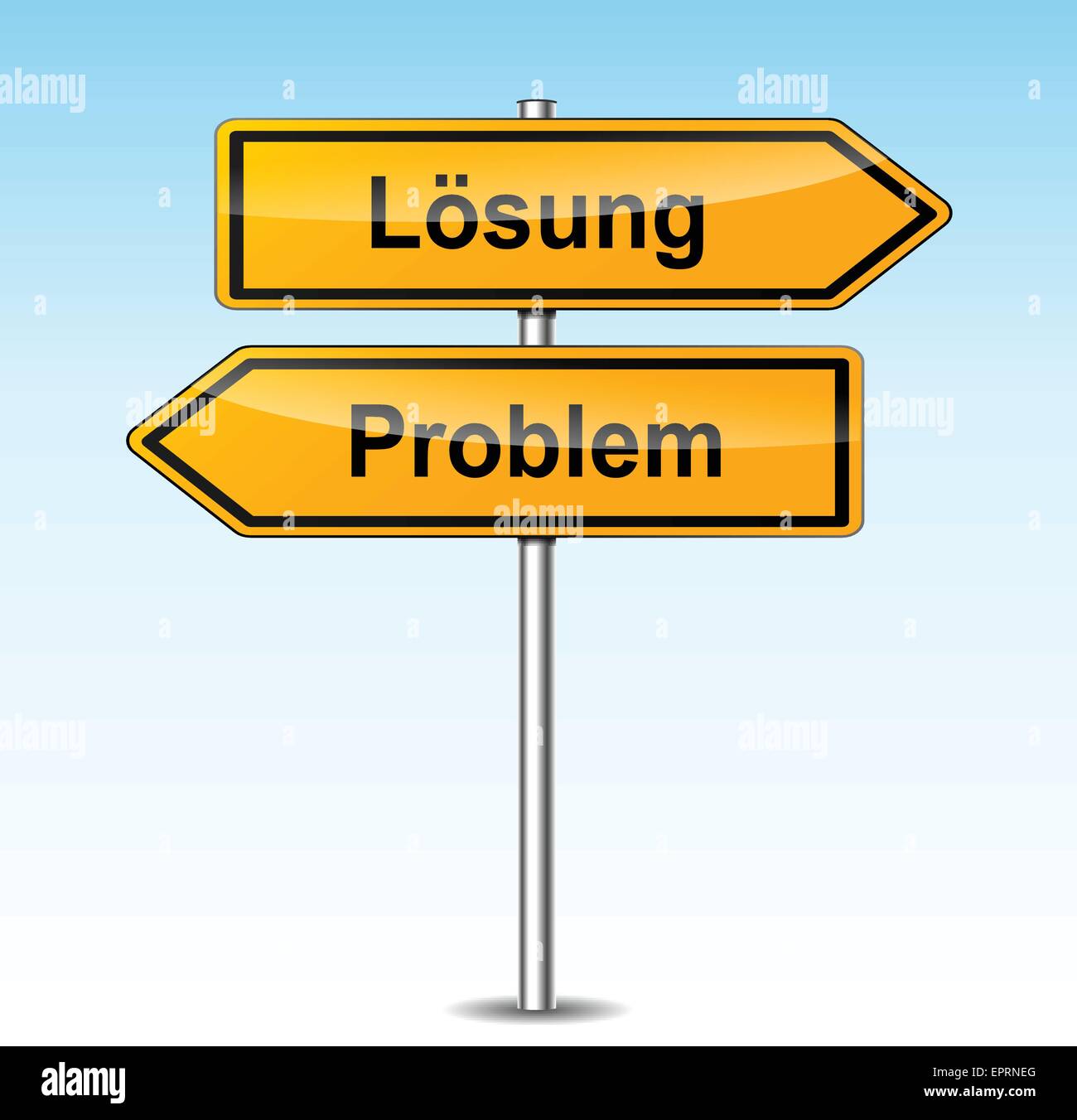 illustration of solution and problem signs (german translation) Stock Vector