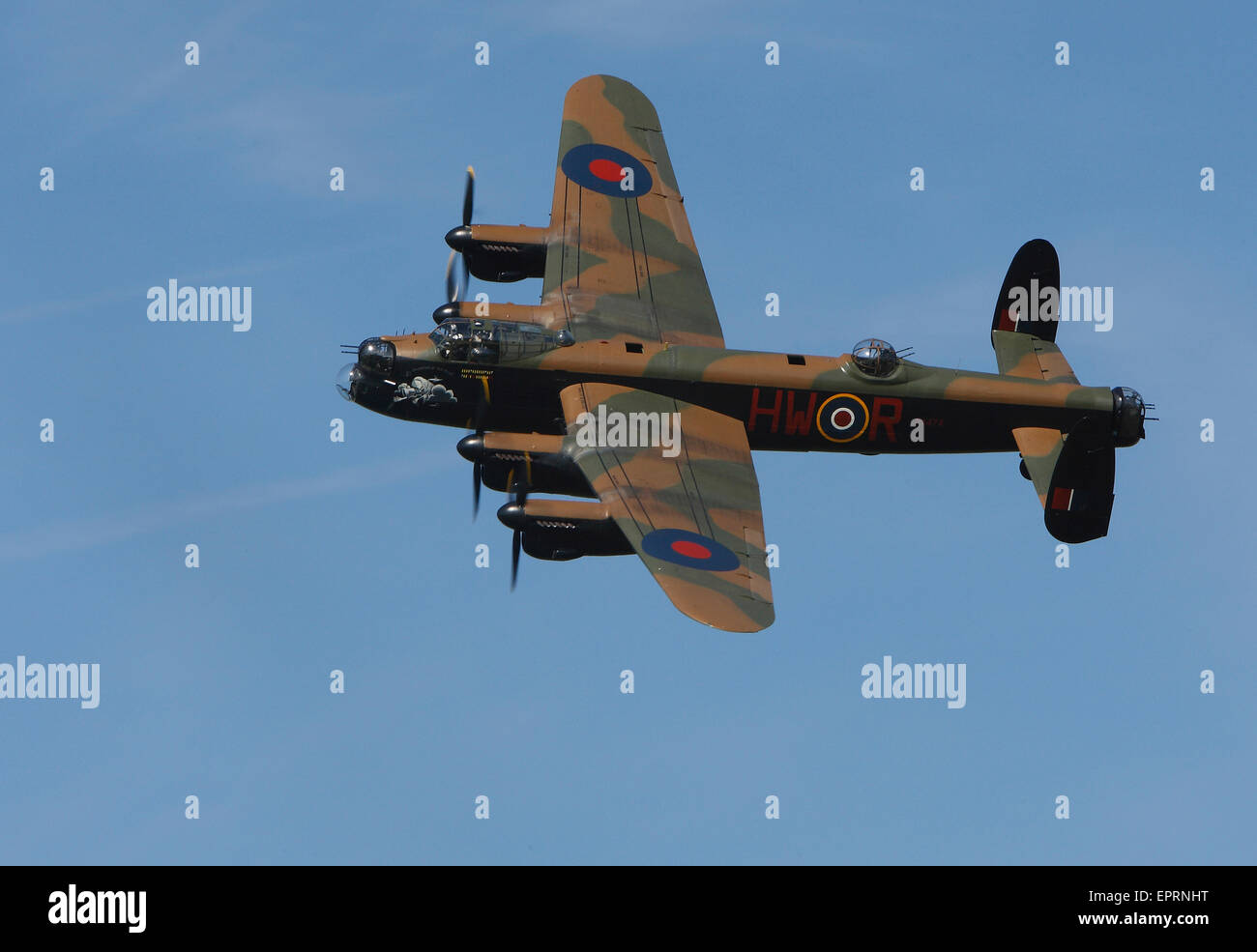 Avro Lancaster WW2 Heavy bomber in flight Stock Photo