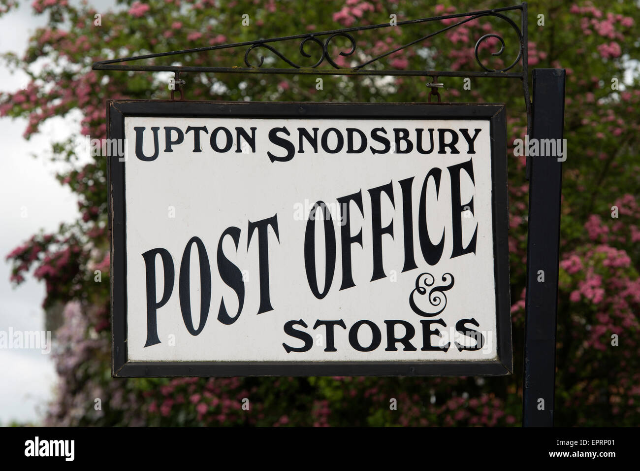 Upton Snodsbury post office and stores sign, Worcestershire, England
