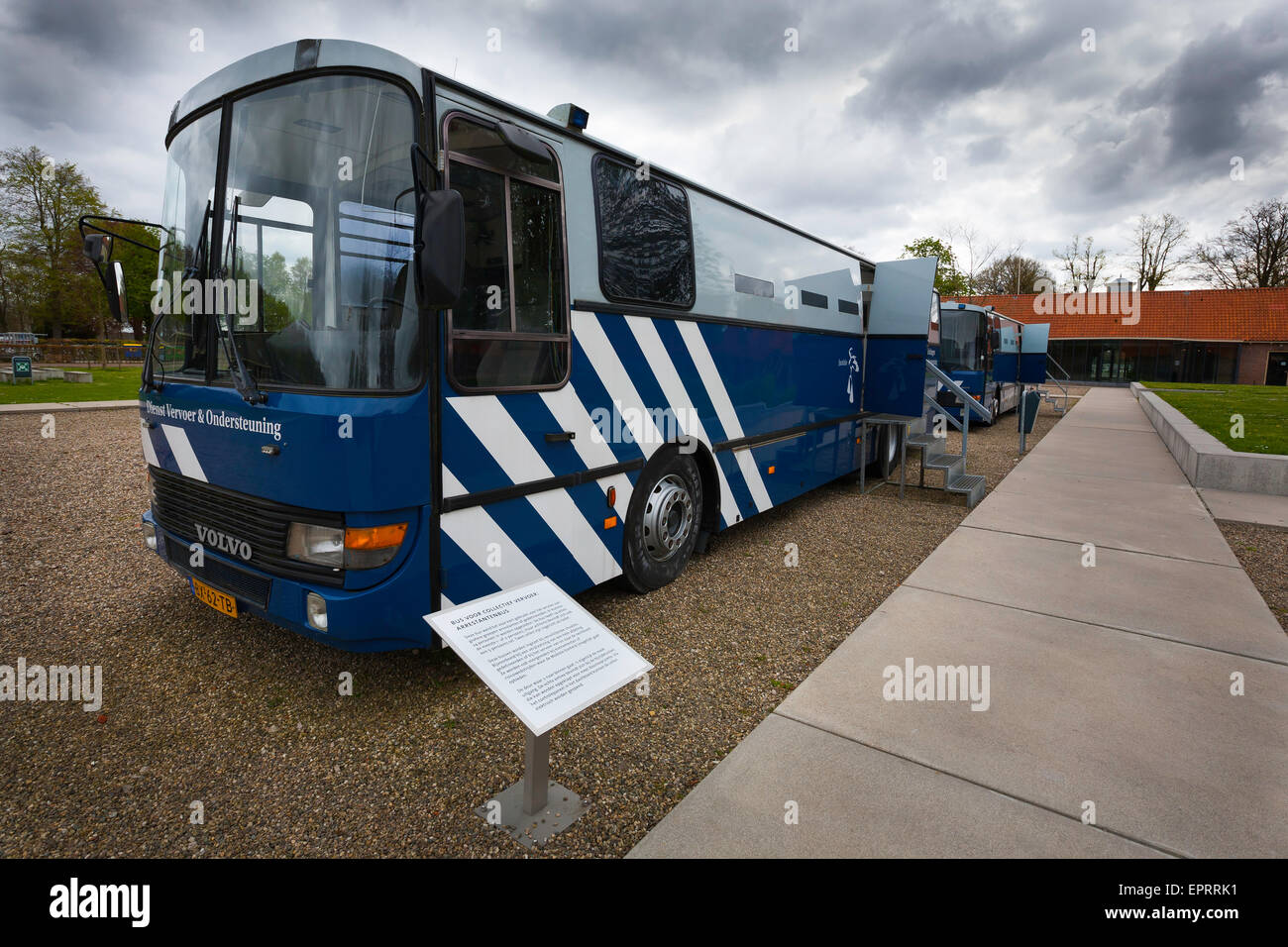 Volvo bus to transport prisoners at 'Prison Museum ' Veenhuizen the Netherlands Europe Stock Photo