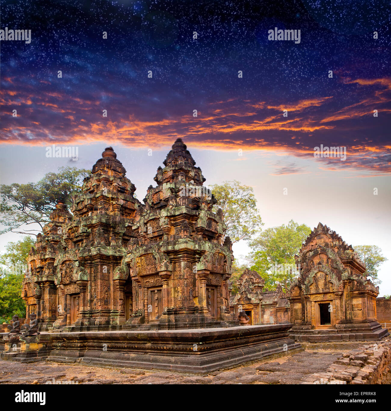 Banteay Srey before sunrise, Siem Reap, Cambodia Stock Photo