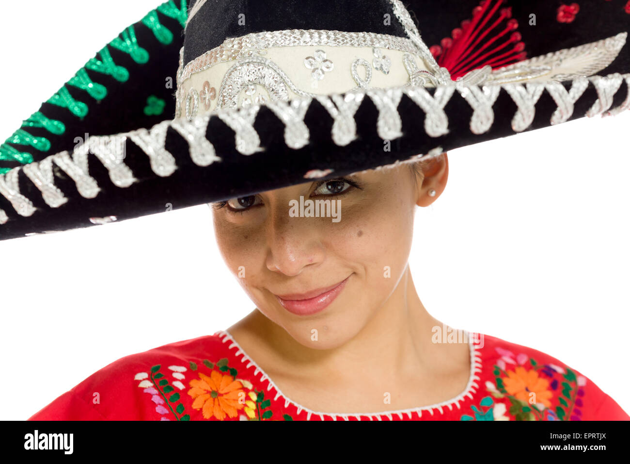 Young beautiful girl in sombrero and 
