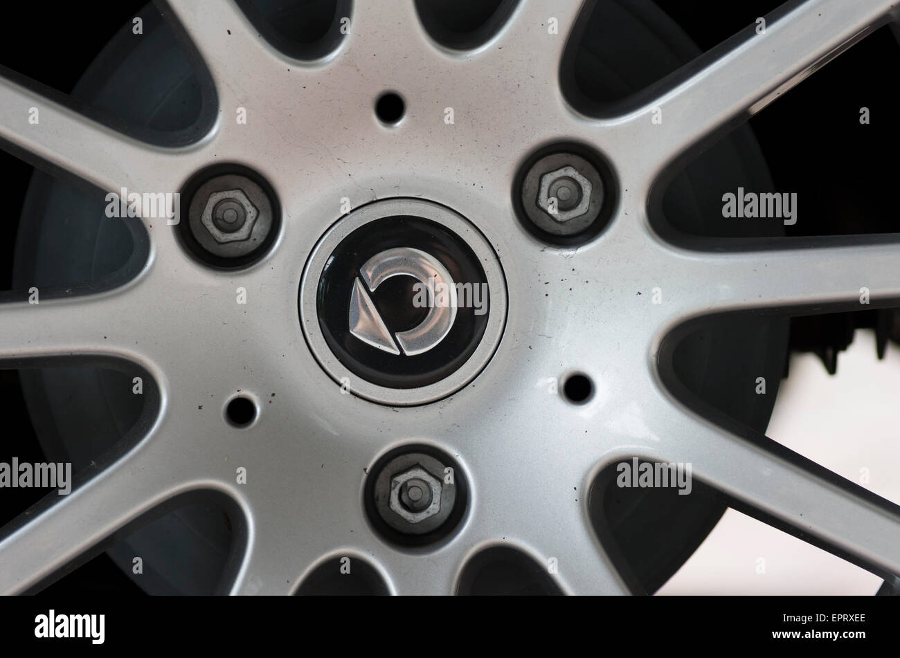 SMART alloy wheel with logo - SAMRT is a division of DAIMLER AG a well known German premium, sport and luxury car maker Stock Photo