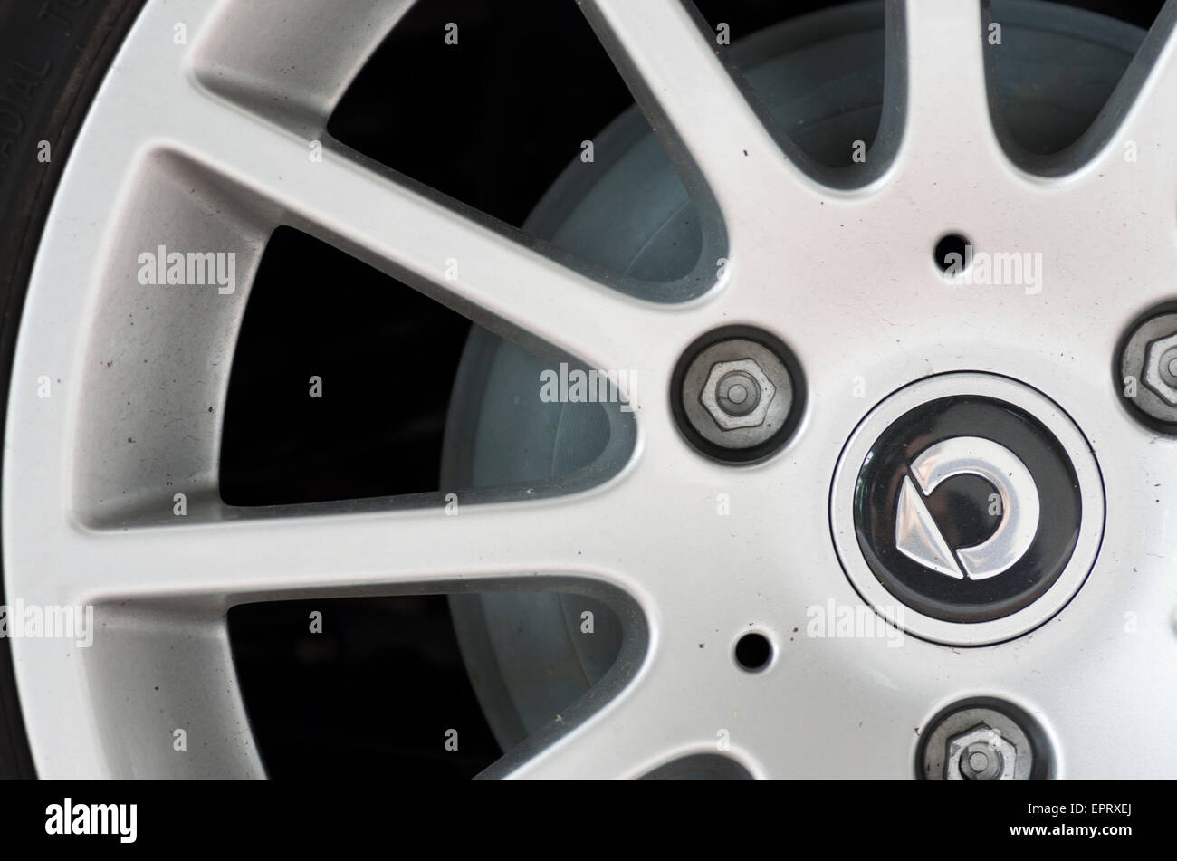 SMART alloy wheel with logo - SAMRT is a division of DAIMLER AG a well known German premium, sport and luxury car maker Stock Photo