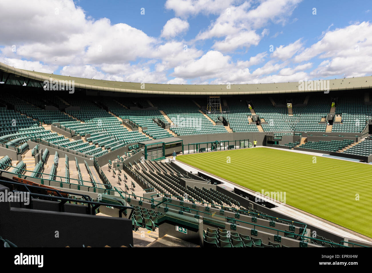 Number one court, Wimbledon. Empty, prior to commencement of the annual grand slam tennis competition. Stock Photo