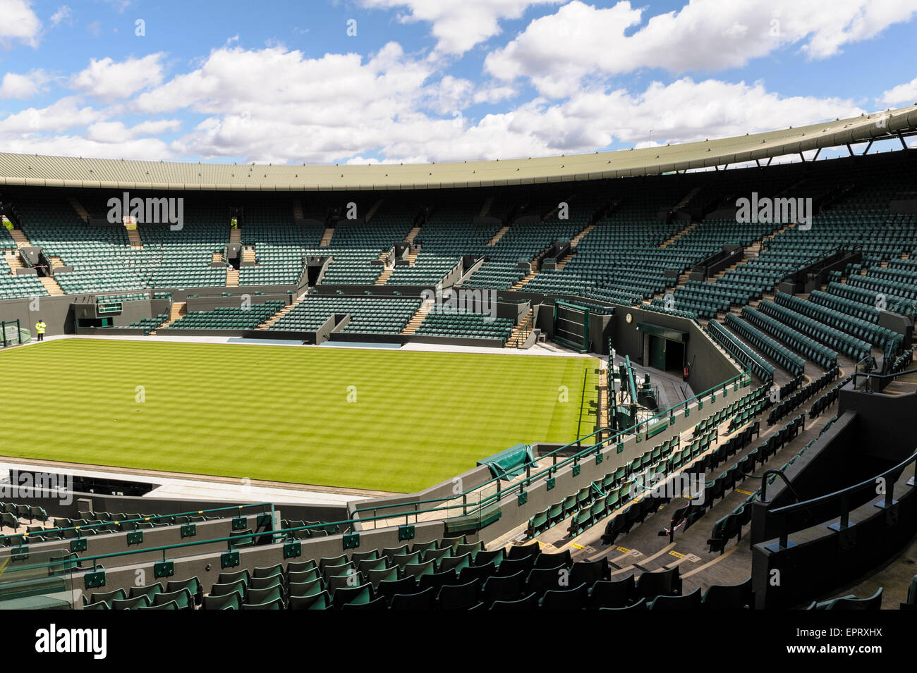 Number one court, Wimbledon. Empty, prior to commencement of the annual grand slam tennis competition. Stock Photo