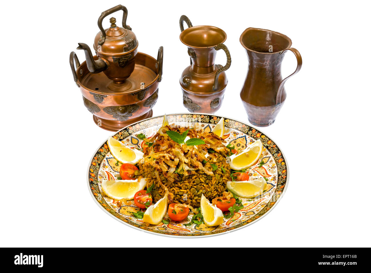 Mejadra - traditional Arabic dish of rice and lentils Stock Photo