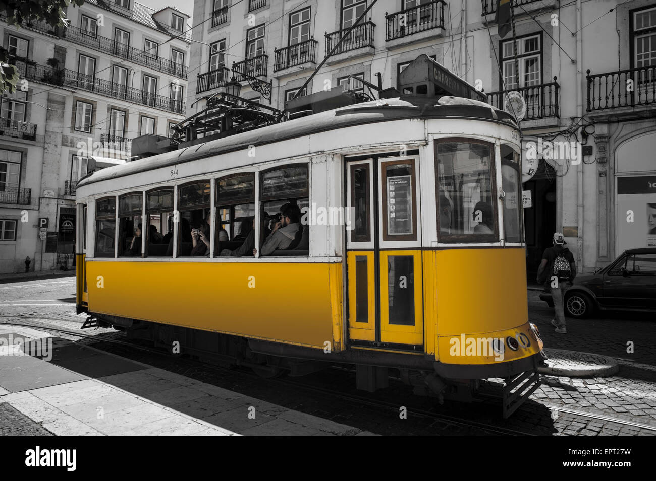The number 28 tram in Lisbon Stock Photo