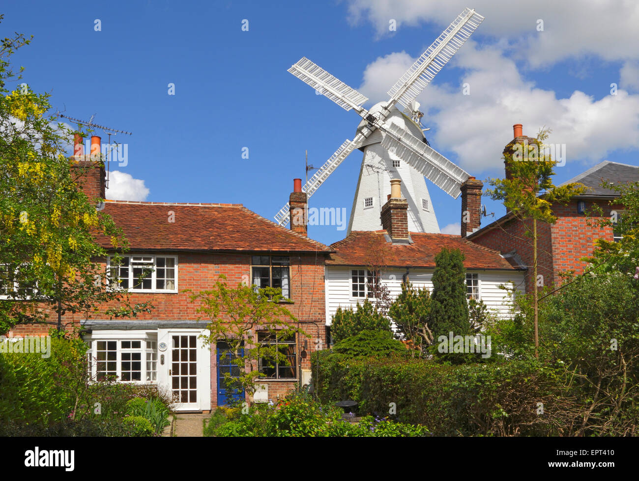 The Union windmill overlooking the country town of Cranbrook, Kent, England, Britain, UK Stock Photo