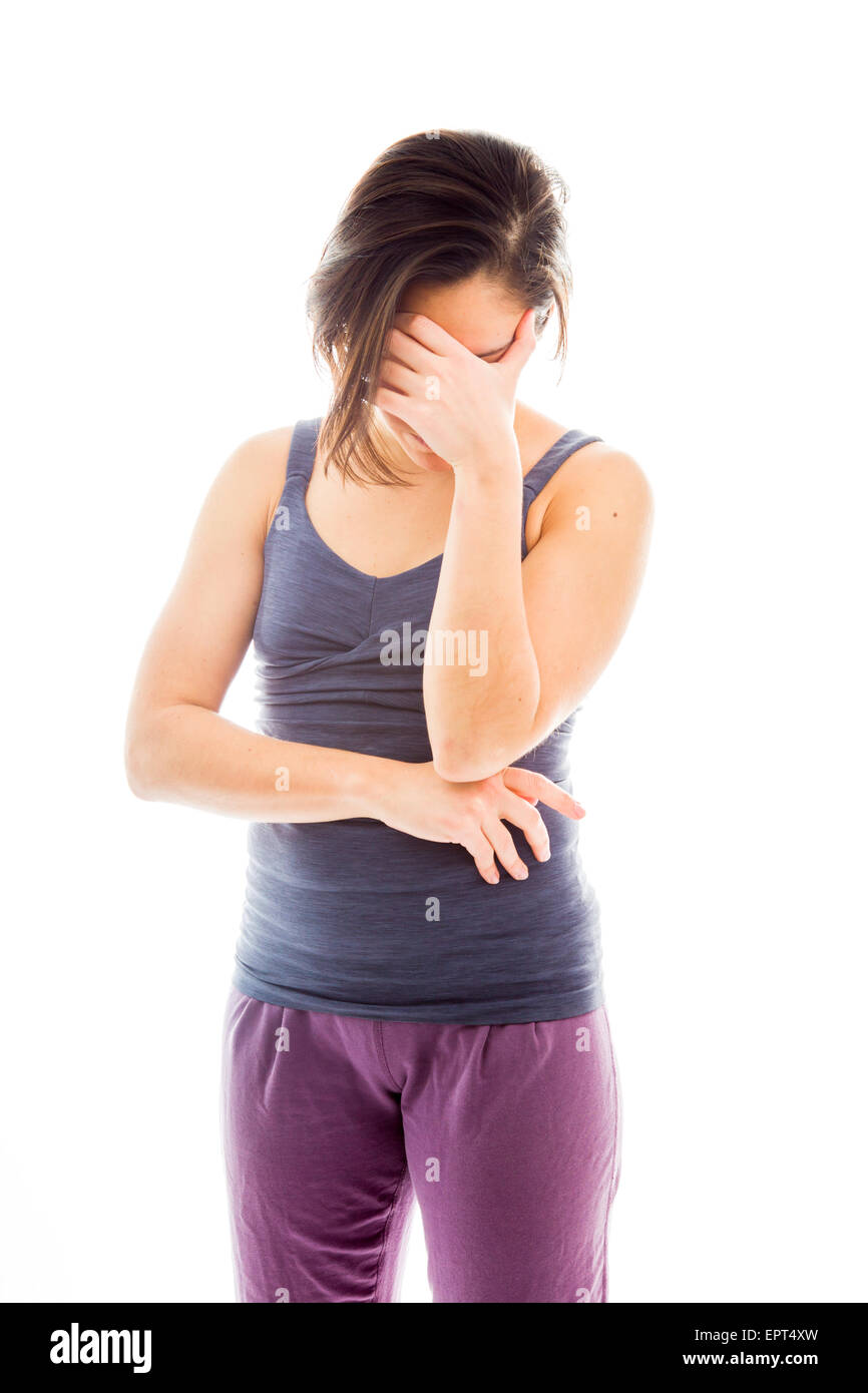 young adult caucasian woman isolated on a white background Stock Photo