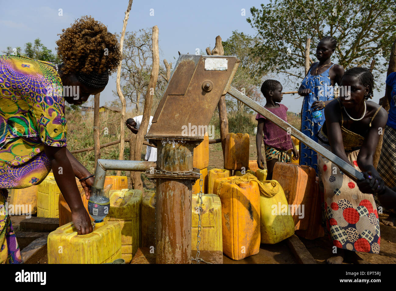 ETHIOPIA Gambela, hand pump set for water supply in village