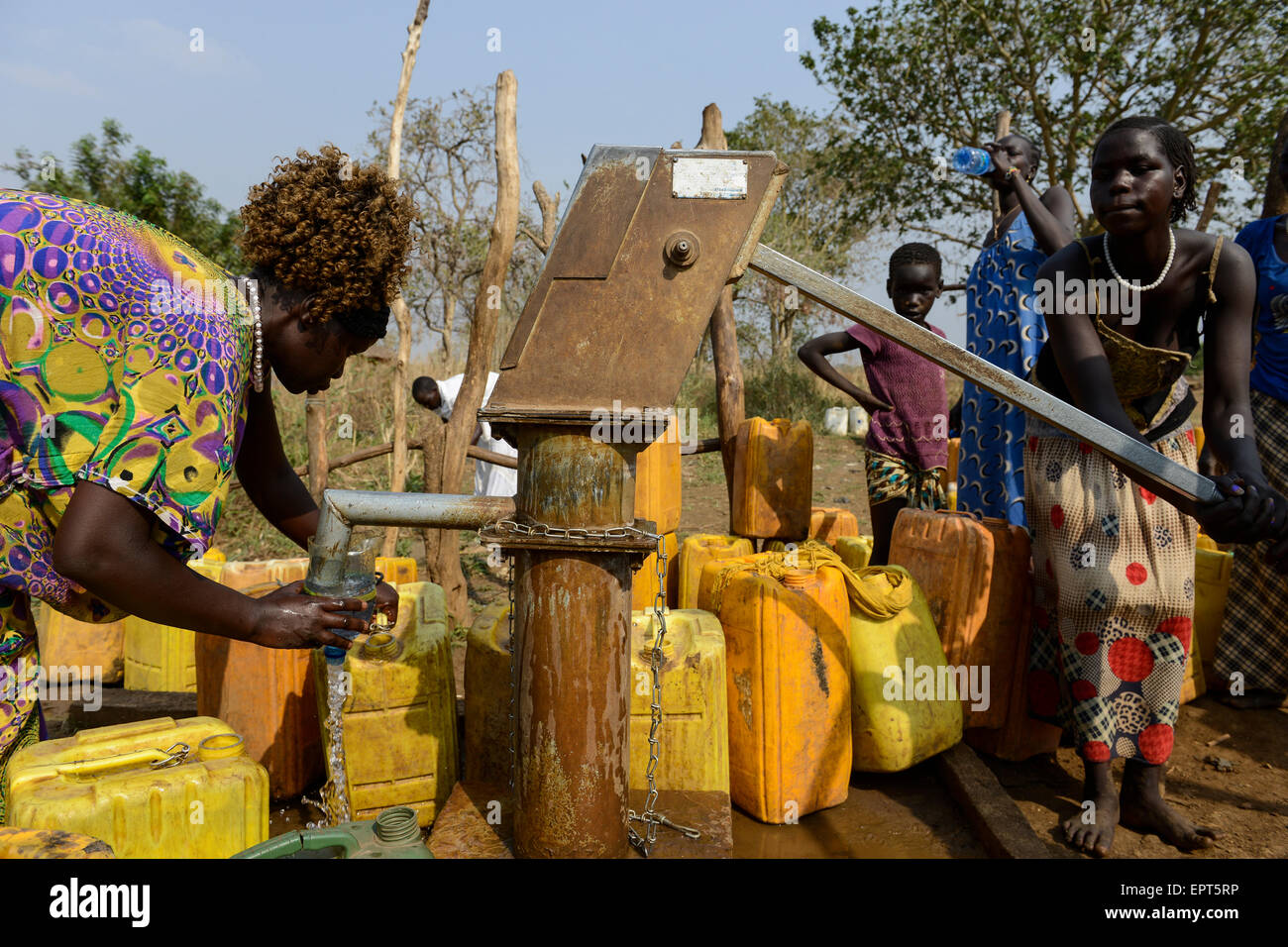 ETHIOPIA Gambela, hand pump set for water supply in village