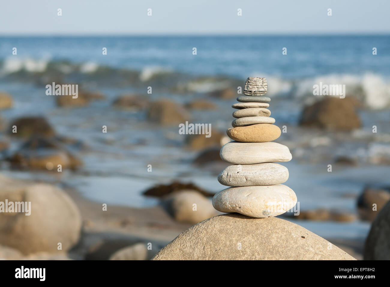Perfectly Balanced, Stacked Rocks Stock Photo