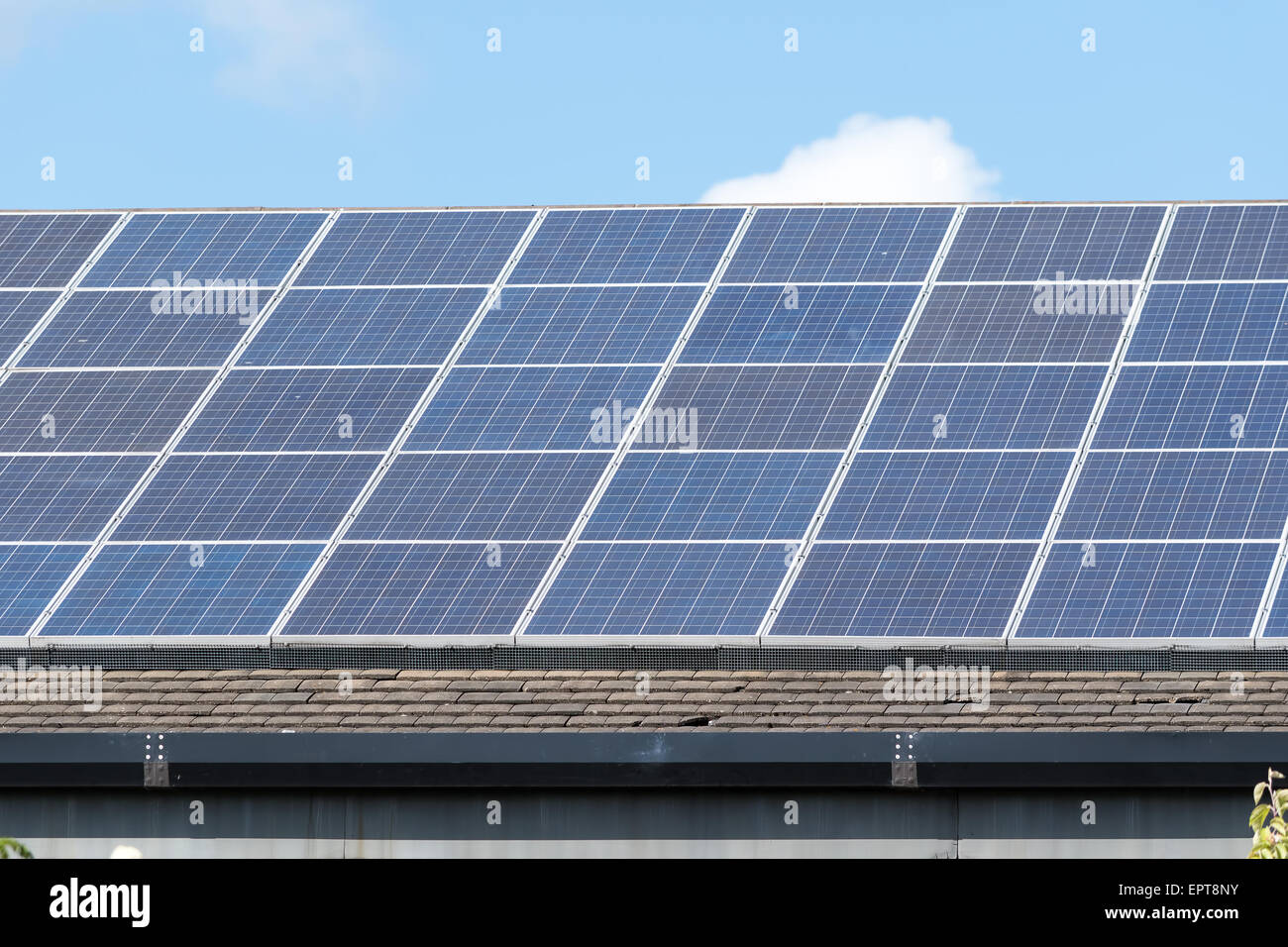 Solar panels on a Roof Stock Photo