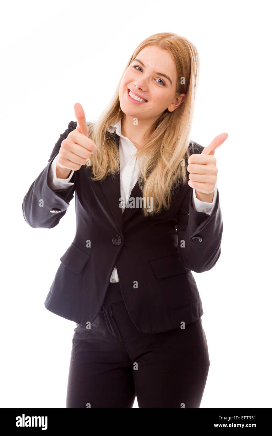 Smart woman showing thumb hi-res stock photography and images - Alamy